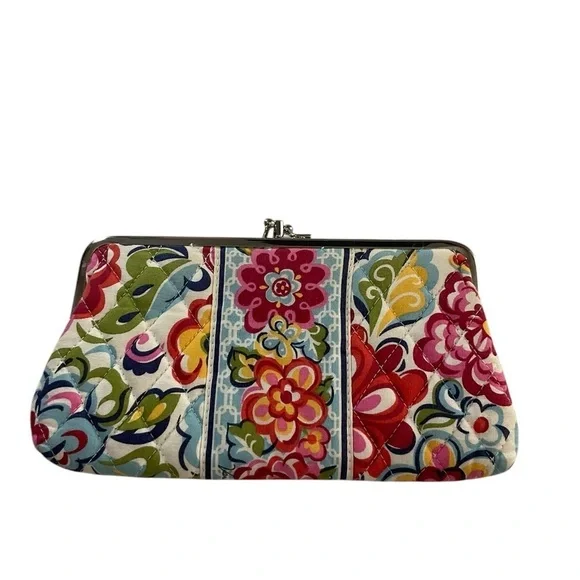 Vera Bradley Floral Clutch with Folk Art Design Kiss Lock Closure - Picture 7 of 9
